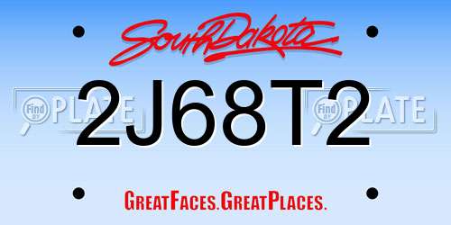 2J68T2 South Dakota License Plate