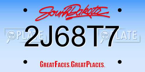 2J68T7 South Dakota License Plate