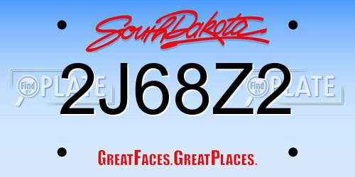 2J68Z2 South Dakota License Plate