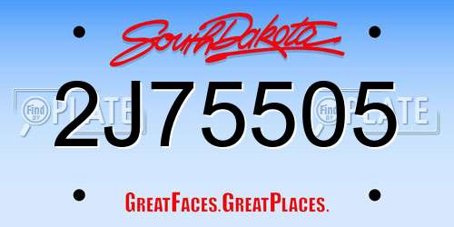 2J75505 South Dakota License Plate