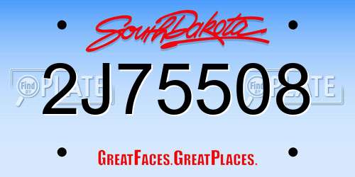 2J75508 South Dakota License Plate