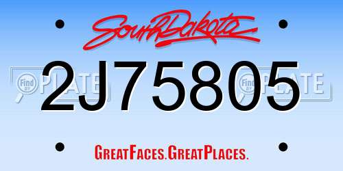 2J75805 South Dakota License Plate