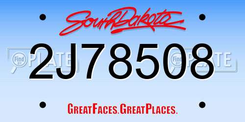 2J78508 South Dakota License Plate
