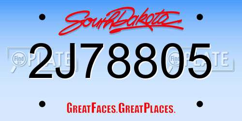 2J78805 South Dakota License Plate