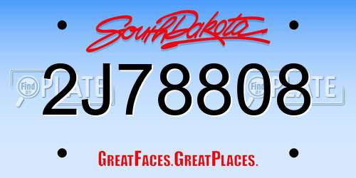 2J78808 South Dakota License Plate