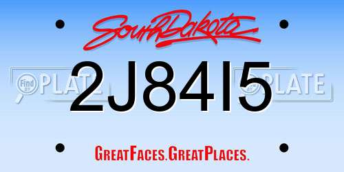 2J84I5 South Dakota License Plate