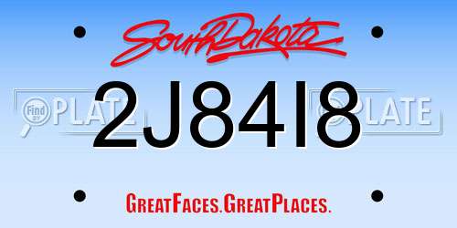 2J84I8 South Dakota License Plate