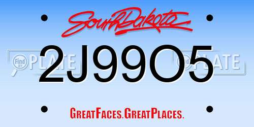 2J99O5 South Dakota License Plate