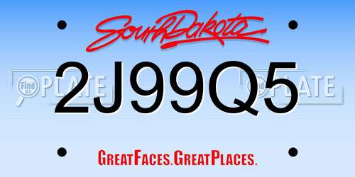 2J99Q5 South Dakota License Plate