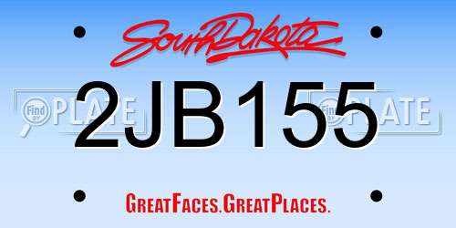 2JB155 South Dakota License Plate