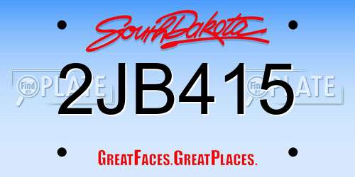 2JB415 South Dakota License Plate