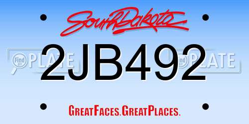 2JB492 South Dakota License Plate