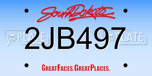 2JB497 South Dakota License Plate