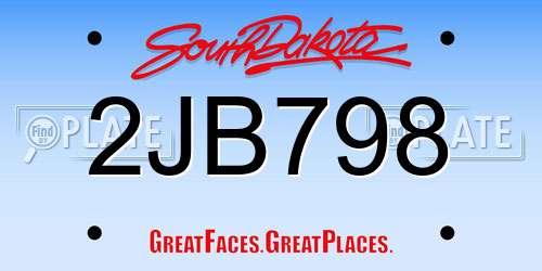 2JB798 South Dakota License Plate