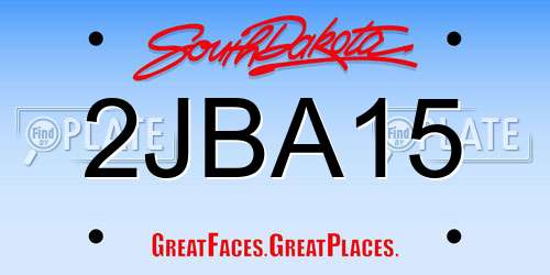 2JBA15 South Dakota License Plate