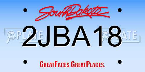 2JBA18 South Dakota License Plate