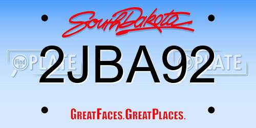2JBA92 South Dakota License Plate