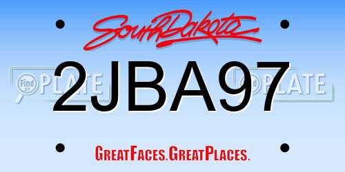 2JBA97 South Dakota License Plate