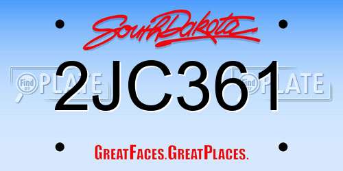 2JC361 South Dakota License Plate