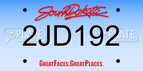 2JD192 South Dakota License Plate