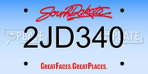 2JD340 South Dakota License Plate