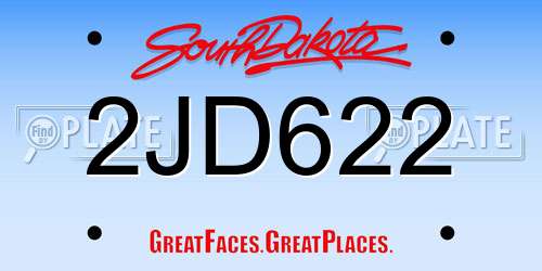 2JD622 South Dakota License Plate