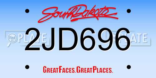 2JD696 South Dakota License Plate