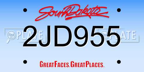 2JD955 South Dakota License Plate