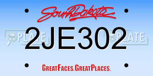 2JE302 South Dakota License Plate