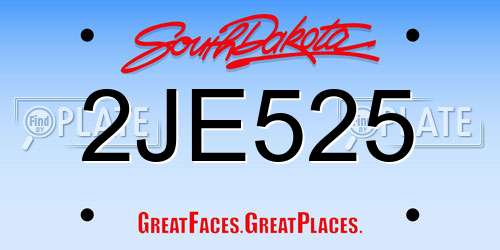 2JE525 South Dakota License Plate