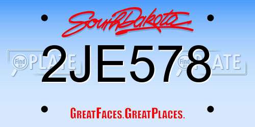 2JE578 South Dakota License Plate
