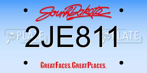 2JE811 South Dakota License Plate
