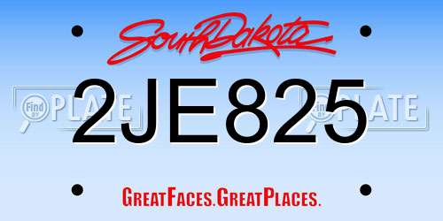 2JE825 South Dakota License Plate