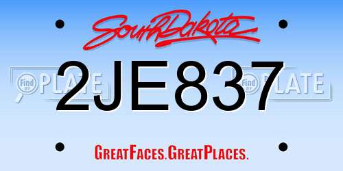 2JE837 South Dakota License Plate