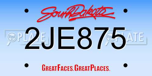 2JE875 South Dakota License Plate