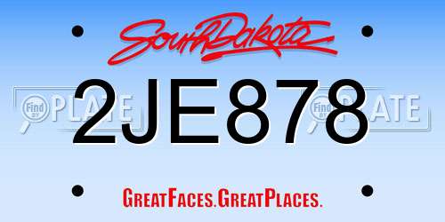 2JE878 South Dakota License Plate