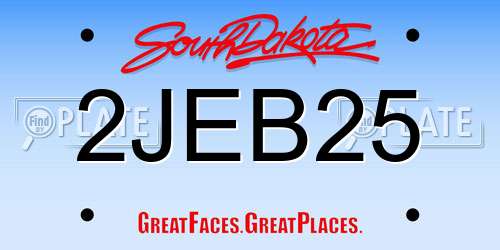 2JEB25 South Dakota License Plate