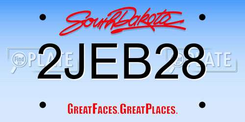 2JEB28 South Dakota License Plate