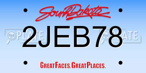 2JEB78 South Dakota License Plate