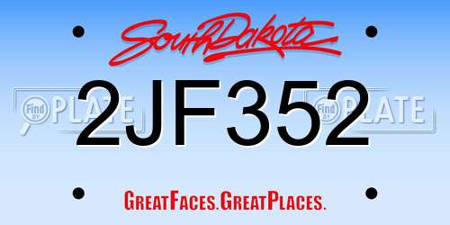2JF352 South Dakota License Plate