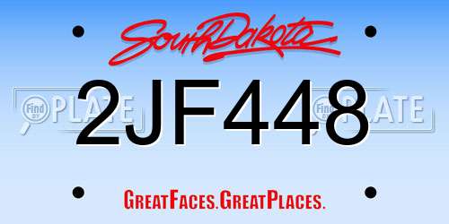2JF448 South Dakota License Plate