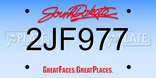 2JF977 South Dakota License Plate