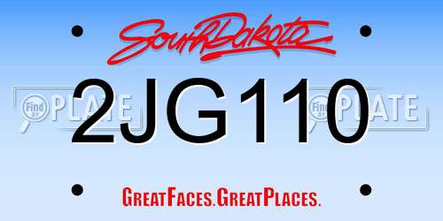 2JG110 South Dakota License Plate