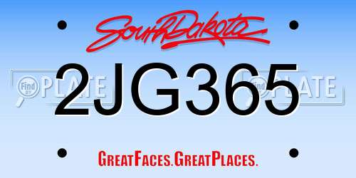 2JG365 South Dakota License Plate