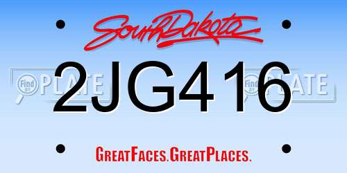 2JG416 South Dakota License Plate
