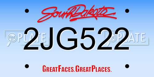 2JG522 South Dakota License Plate
