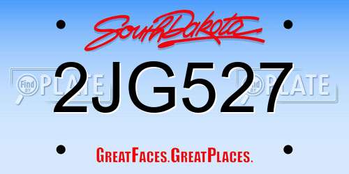 2JG527 South Dakota License Plate