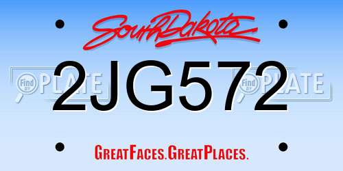 2JG572 South Dakota License Plate
