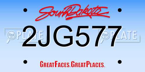 2JG577 South Dakota License Plate