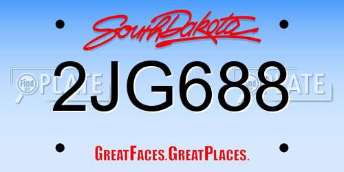 2JG688 South Dakota License Plate